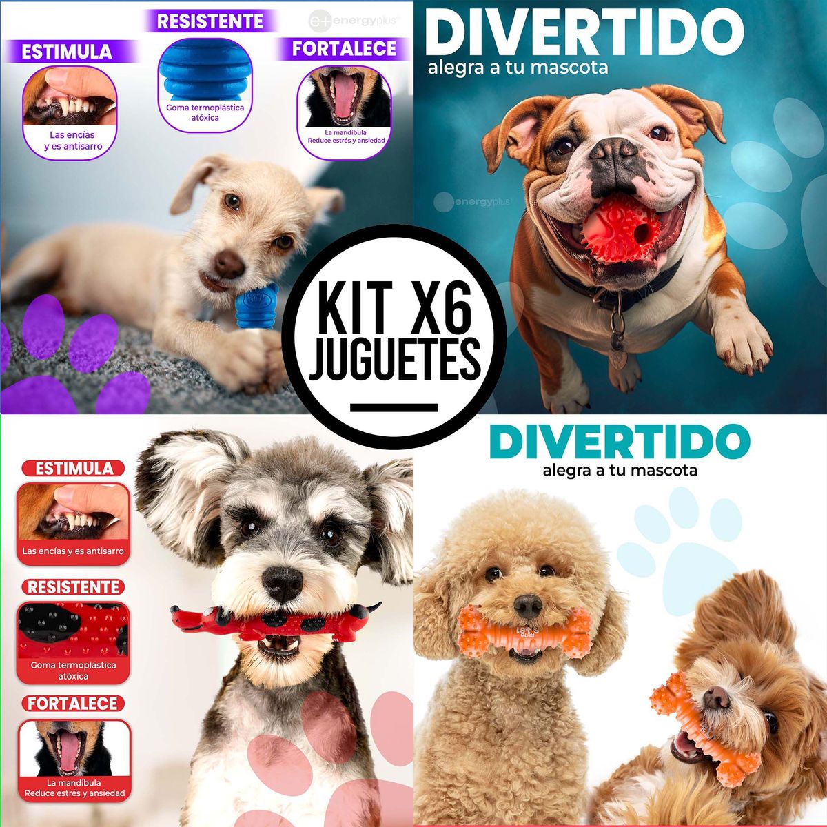 ENERGY PLUS - Kit 6 Juguetes para Perros Pequeños: Seguros y Divertidos