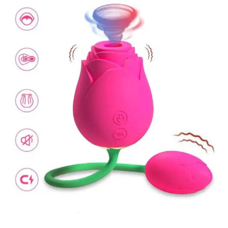 GENERICO - Vibrador Rosa Succionador de clítoris doble estimulación