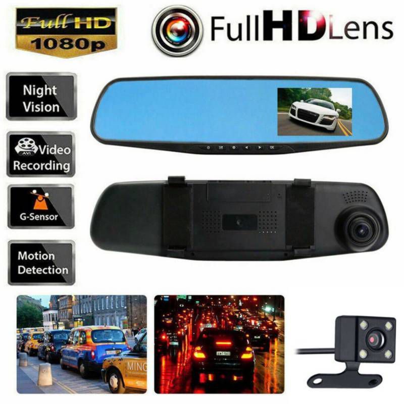 GENERICO - Cámara Dual Carro Espejo Retrovisor Dvr Reversa Full Hd
