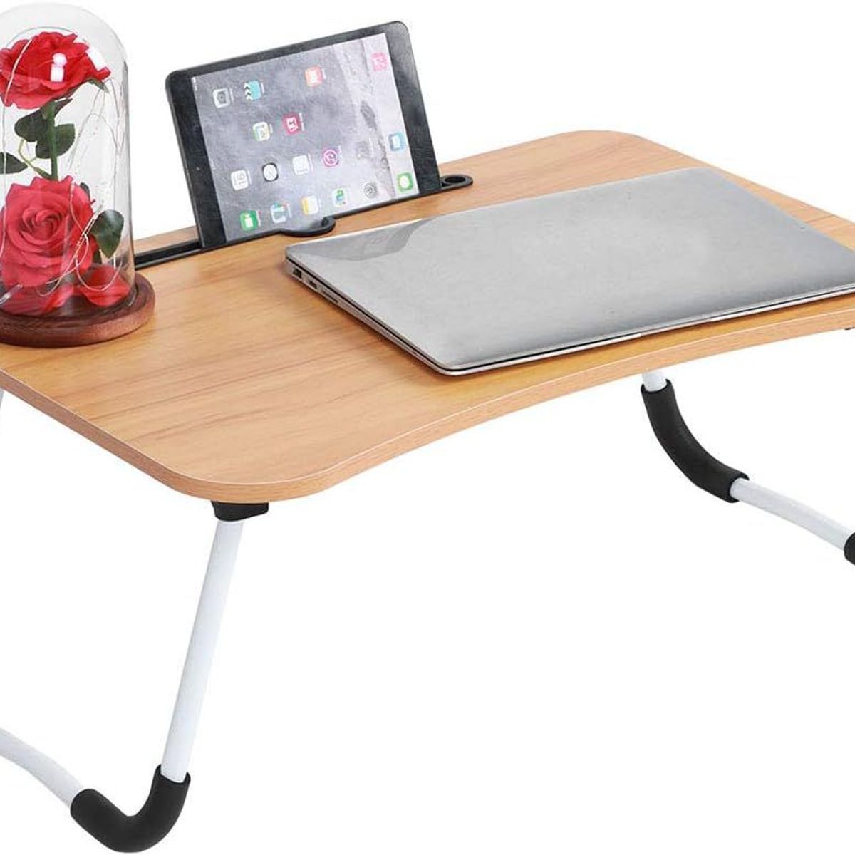HOMETLY - mesa plegable escritorio tableta Celular Cama Mesita nuez