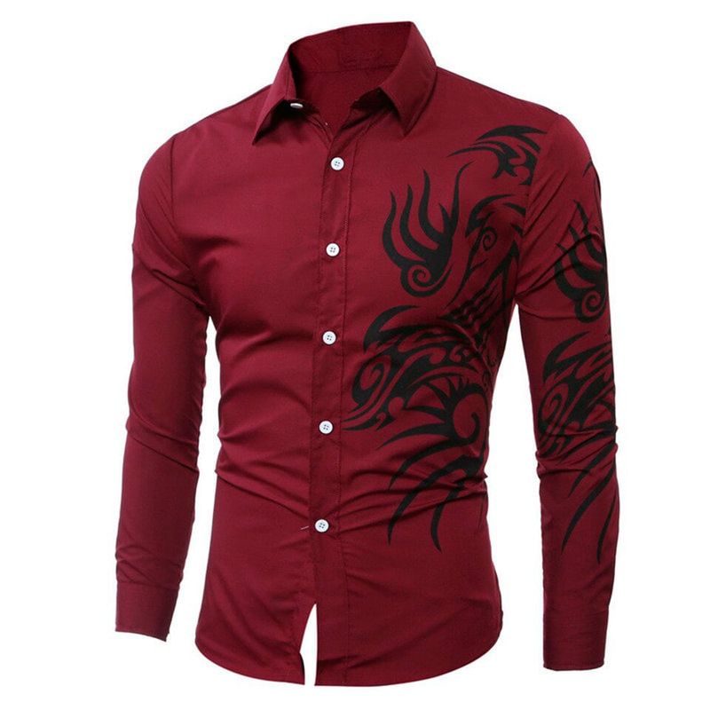 GENERAL - Camisa Para Hombre Diseño Estilo Exclusivo Tribal Vinotinto