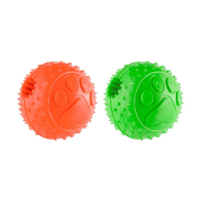 ENERGY PLUS - 2 Juguetes Perros Grandes: Pelota Dispensadora Naranja Verde