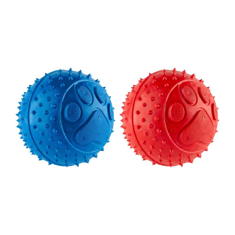 ENERGY PLUS - 2 Pelotas Perros Grandes: Juguete Limpia Sarro Azul Rojo