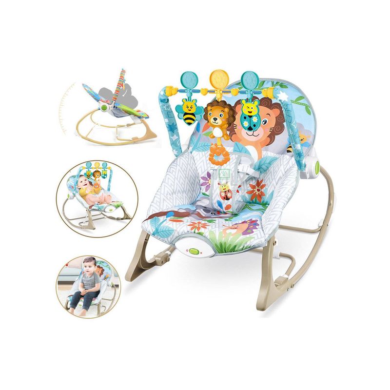 BABY ON - Silla mecedora vibradora y musical para bebe 3 en 1 Leon