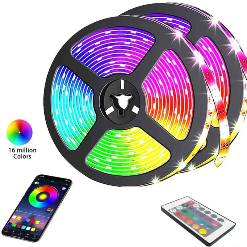 GENERICO - Cinta Led Multicolor Rgb Luz 5mts  Control  Adaptador