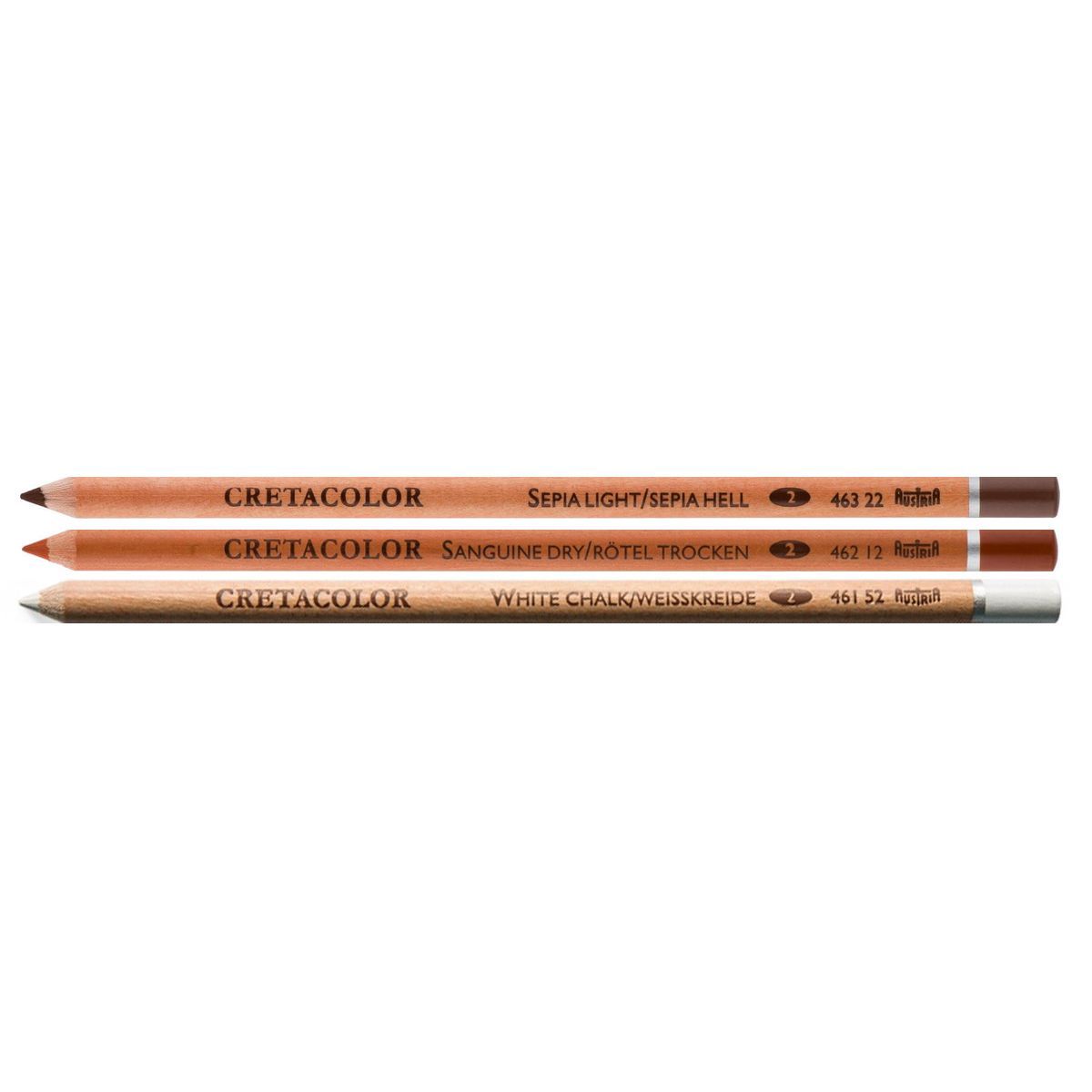 CRETACOLOR - Set X3 Cretacolor Lápiz Pastel Sanguina Sepia White Chalk