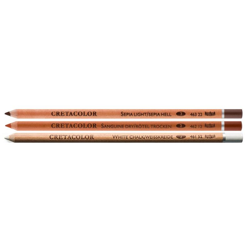 CRETACOLOR - Set X3 Cretacolor Lápiz Pastel Sanguina Sepia White Chalk
