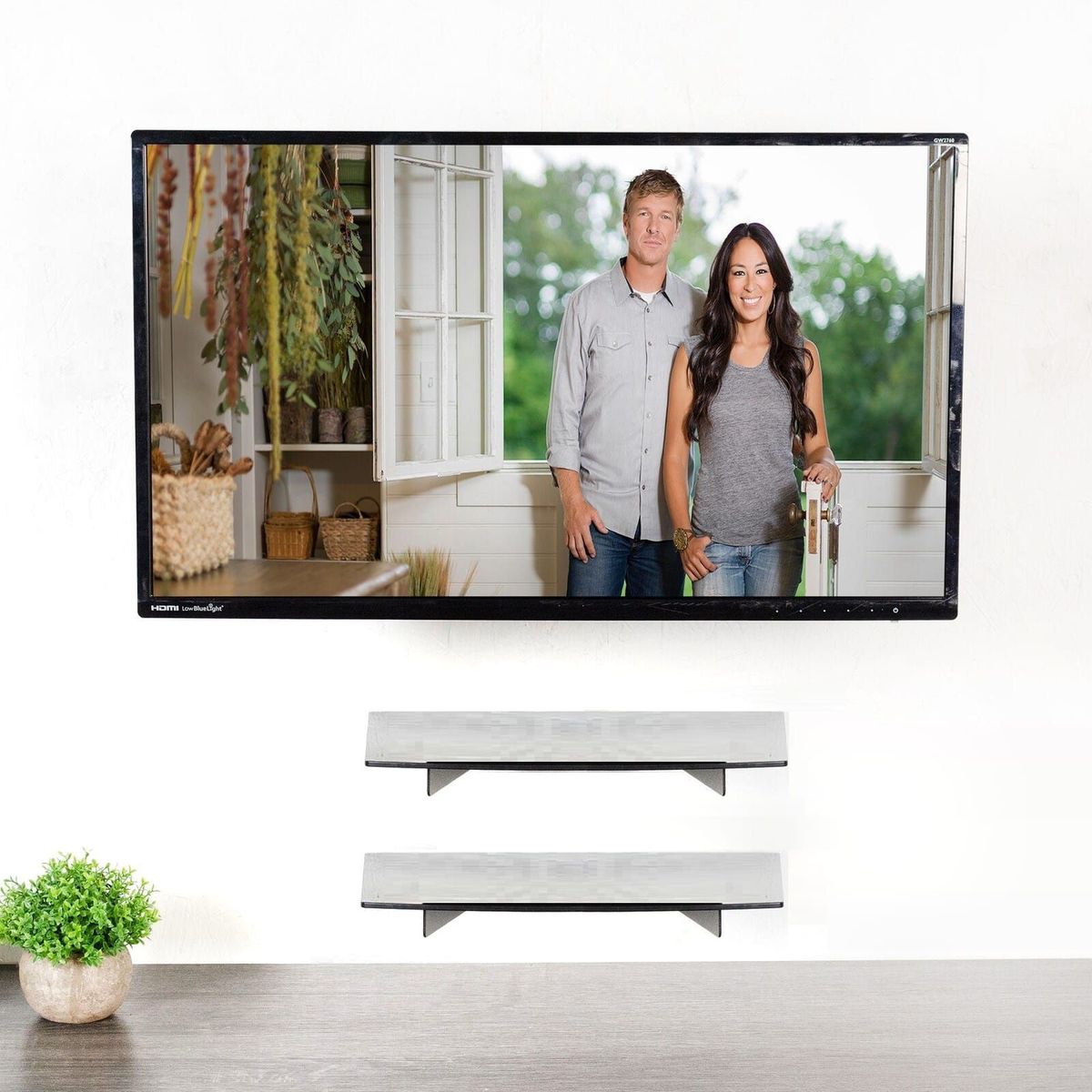 GENERICO - Repisa Doble De DVD Consola Box Decodificador Mesa Flotante En Vidrio