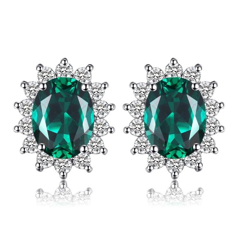 ALHAJAS - Aretes Topos Para Mujer Con Esmeralda Circones En Plata 925