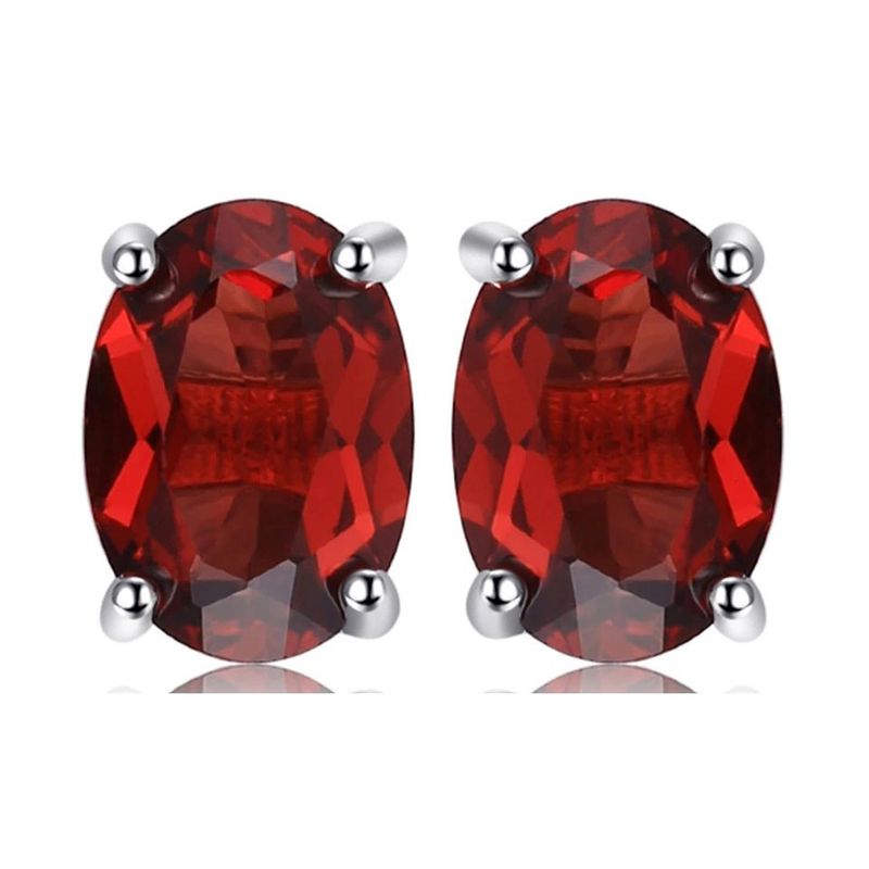 ALHAJAS - Aretes Topos Para Mujer Con Granate Natural En Plata 925