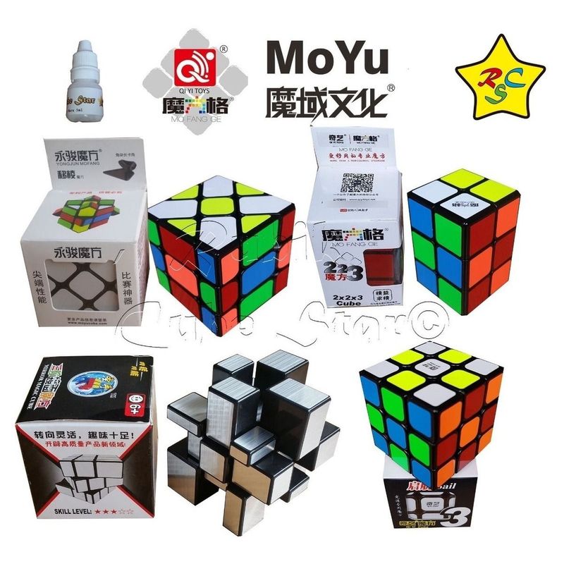 QIYI - Pack Cubos Rubik Miror Plateado Sail 3x3 2x2x3 Fisher