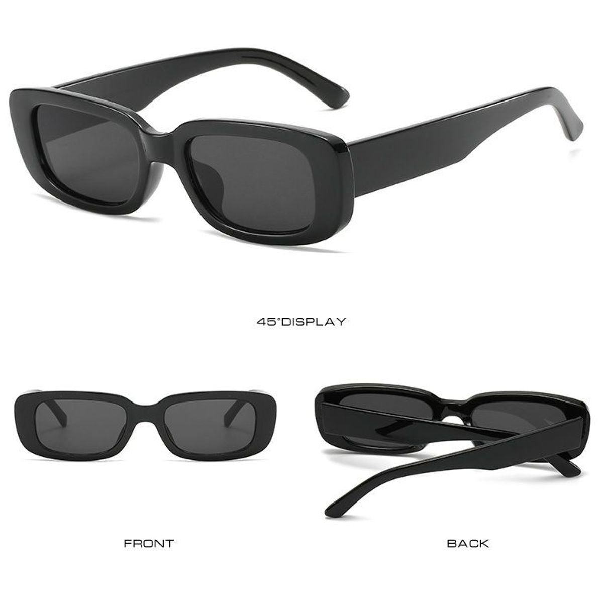 GENERICO - Gafas De Sol Rectangulares Modernas Fashion Moda Negro