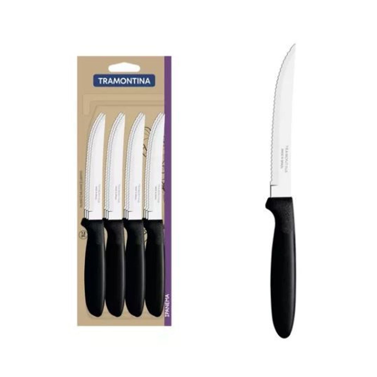TRAMONTINA - Cuchillo Tramontina De Mesa Asados 12 Unid 23360/905 Negro   0087