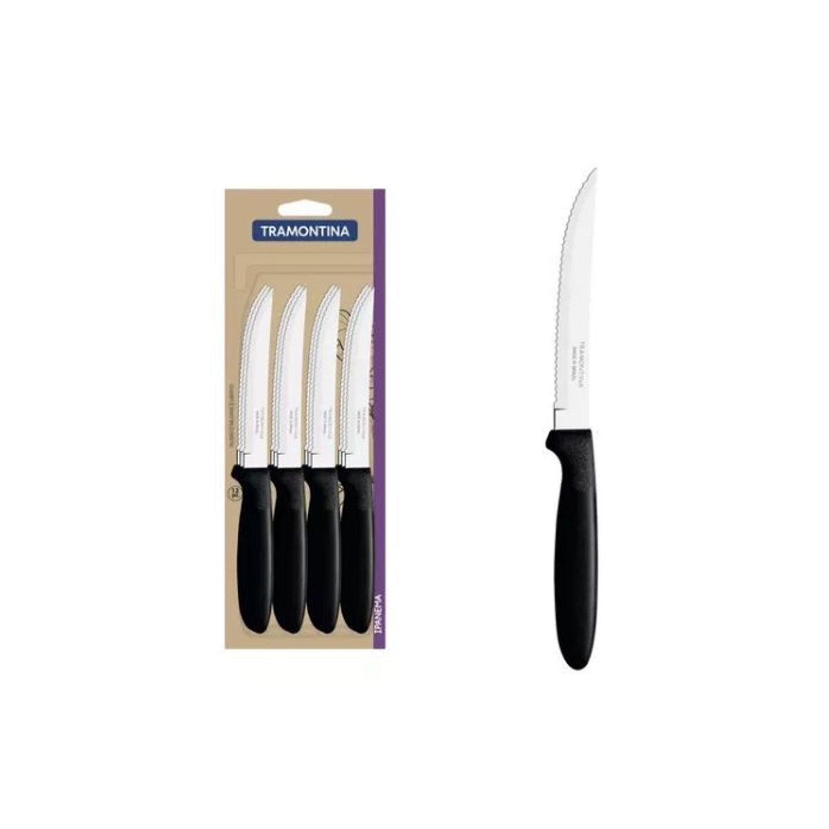 TRAMONTINA - Cuchillo Tramontina De Mesa Asados 12 Unid 23360/905 Negro   0087