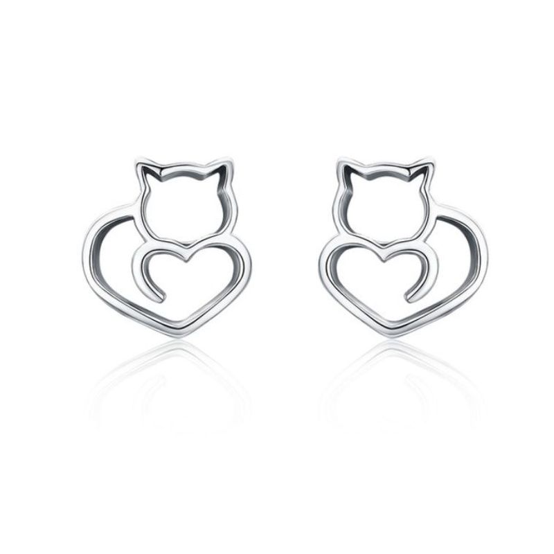 ALHAJAS - Aretes Topos Para Mujer Gato Fabricados En Plata 925_.