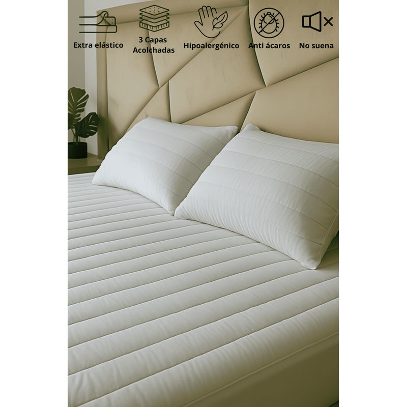 NUBEFLEX - Protector De Colchón 140x190cm Acolchado Doble Nubeflex