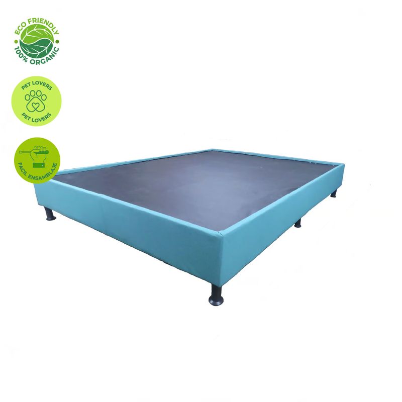 GENERICO - Base Cama moderna Entera color azul Doble 140 x 190  Tela Color