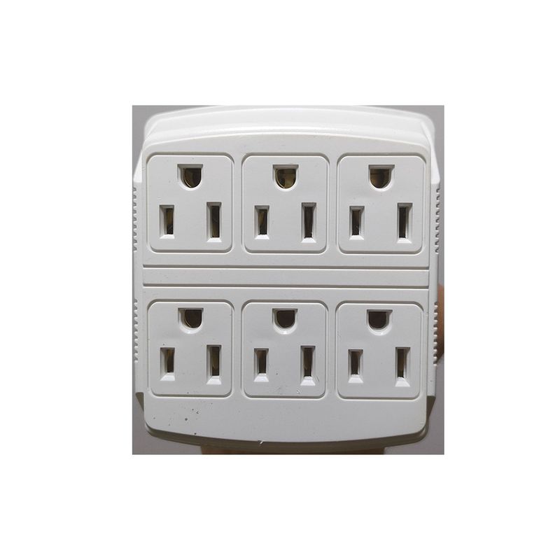 GENERICO - Adaptador tomacorriente 6 salidas cuadrado pared 2 a 6 multimarca