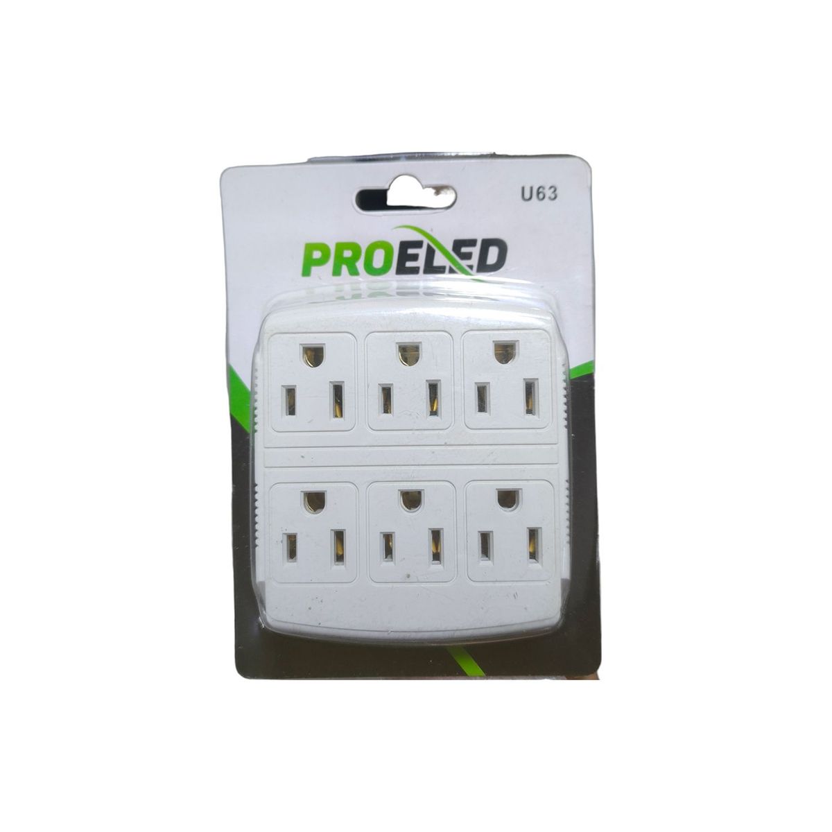 GENERICO - Adaptador tomacorriente 6 salidas cuadrado pared 2 a 6 multimarca