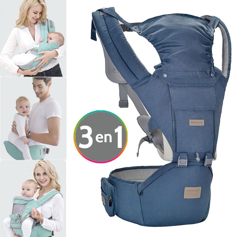INSULAR - Cargador canguro silla bebé 3 en 1 ergonómico Azul
