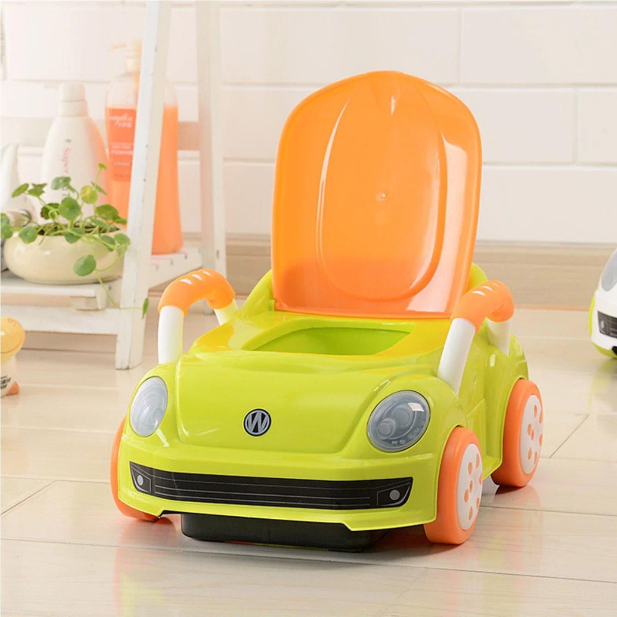 BOOGY - Vasenilla mica potty diseño carro bebe manija naranjaverde