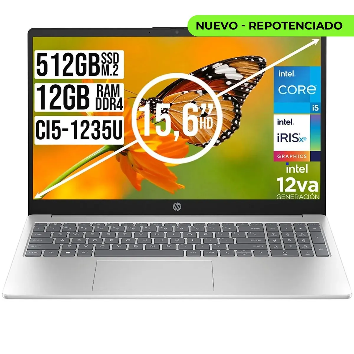HP - PORTATIL HP INTEL CORE I5-1235U SSD 512GB RAM 12GB LED 15.6 HD
