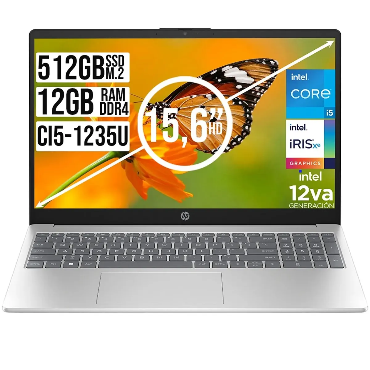 HP - Portátil HP 15.6 HD Intel Core i5 -1235U RAM 12GB 512GB SSD Plata