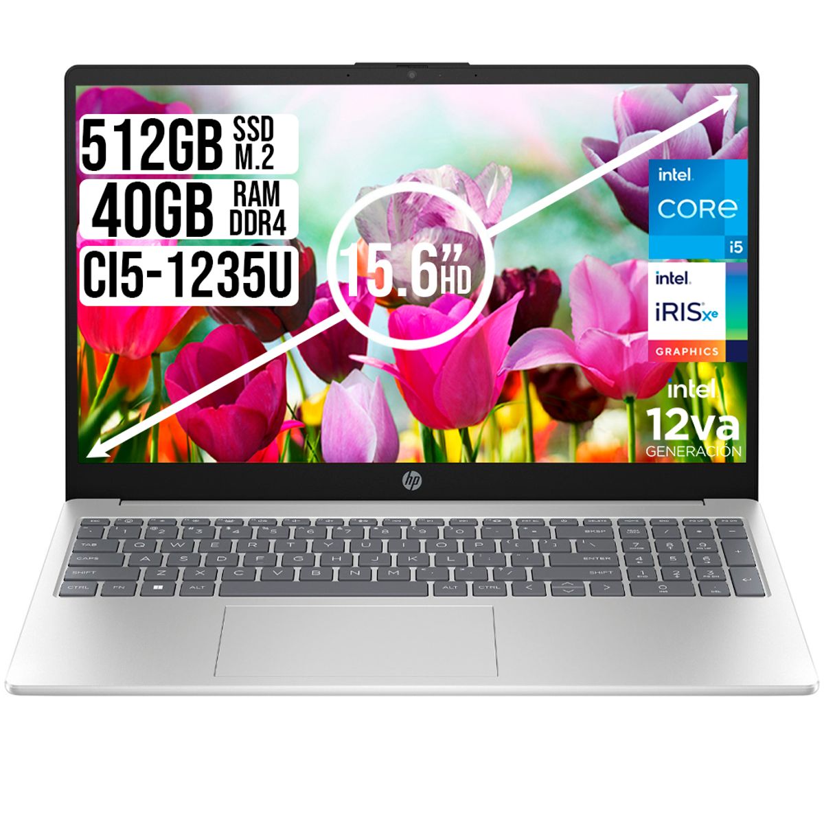 HP - PORTATIL HP INTEL CORE I5-1235U SSD 512GB RAM 40GB LED 15.6 HD
