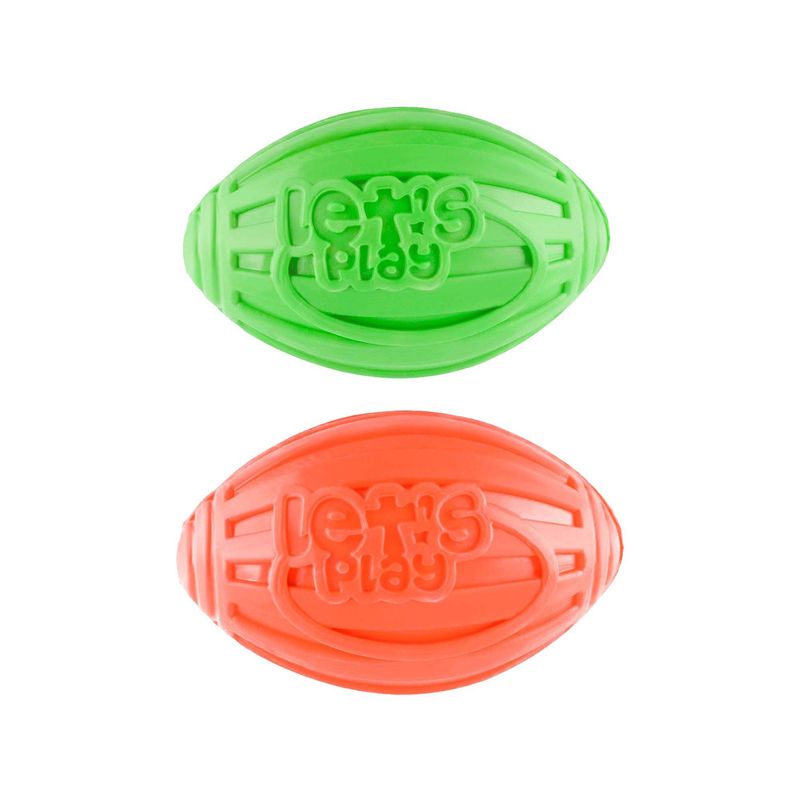 ENERGY PLUS - 2 Juguetes Perros: Balón ovalado Naranja Verde