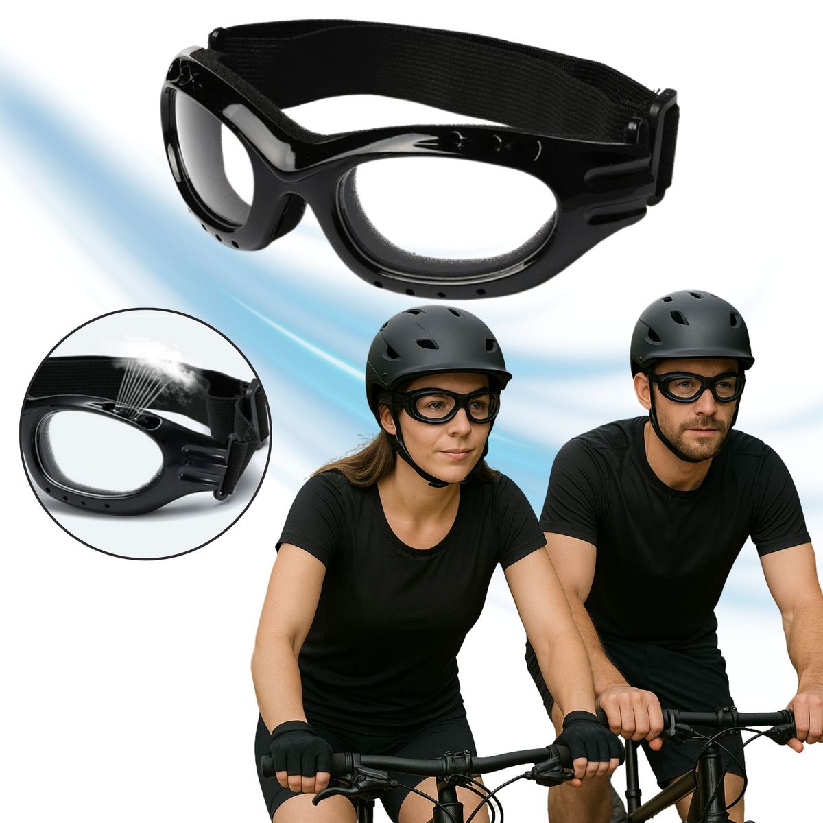 GENERICO - Gafas Para Moto A Prueba De Viento Ajustables Negro Lente Transparente
