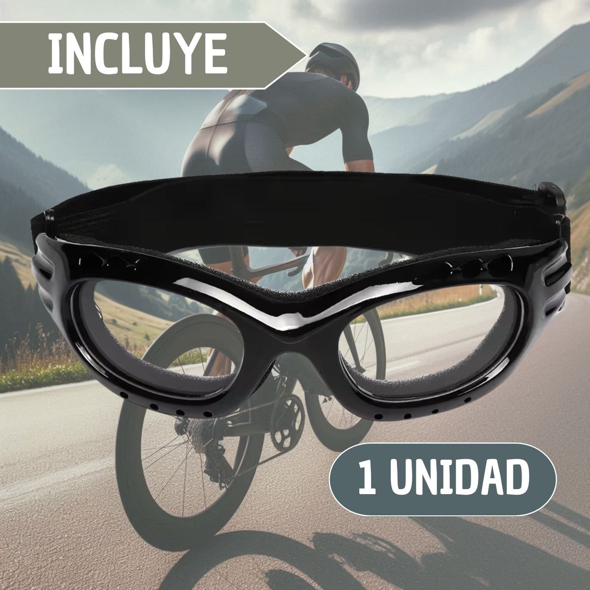 GENERICO - Gafas Para Moto A Prueba De Viento Ajustables Negro Lente Transparente