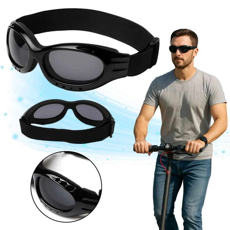 GENERICO - Gafas Para Moto A Prueba De Viento Ajustables Negro Lente Negro