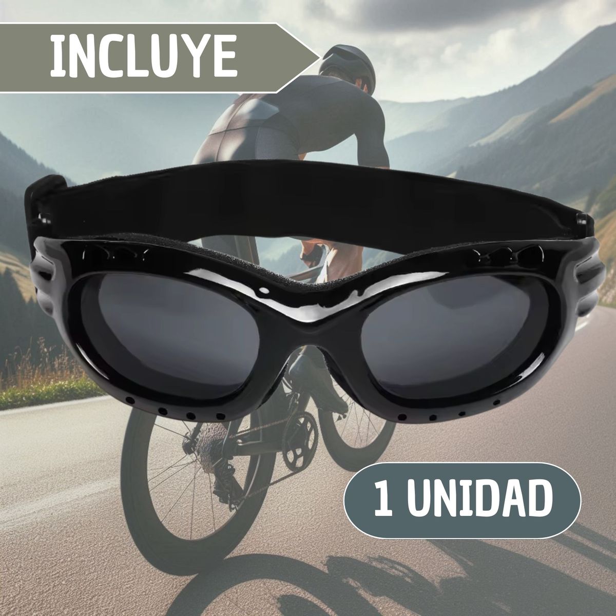 GENERICO - Gafas Para Moto A Prueba De Viento Ajustables Negro Lente Negro
