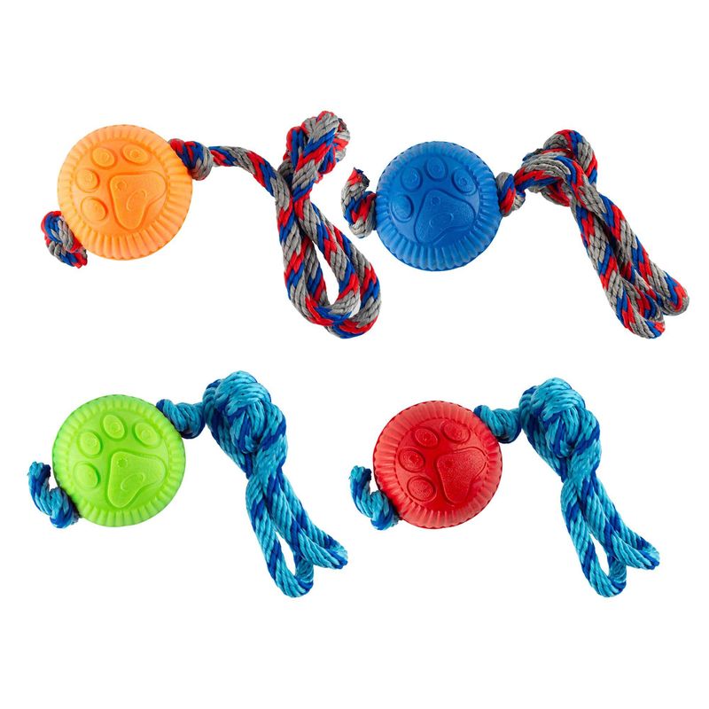 ENERGY PLUS - 4 Juguetes pelota y cuerda resistentes para perros medianos