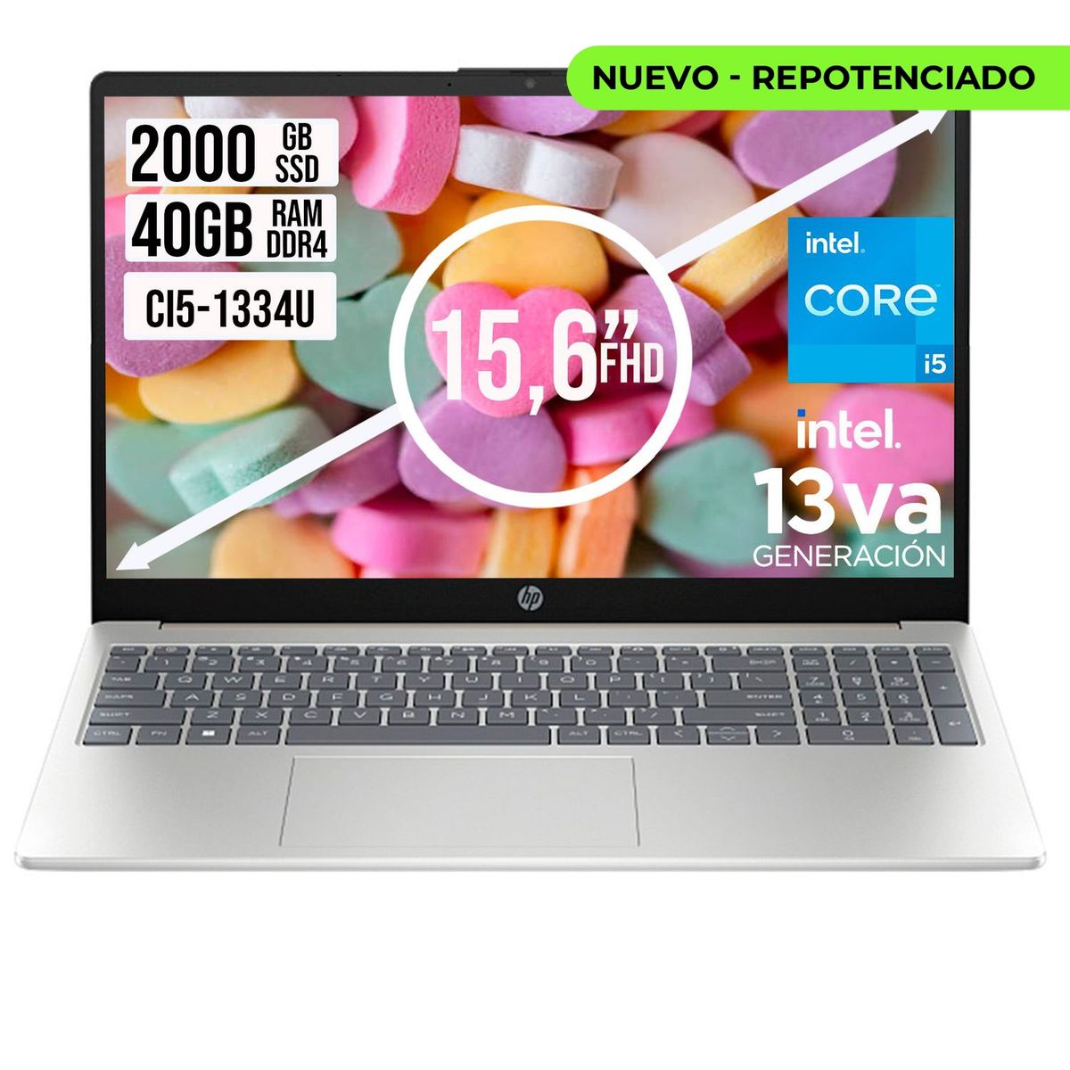 HP - PORTATIL HP INTEL CORE I5-1235U SSD 2TB RAM 40GB LED 15.6 HD