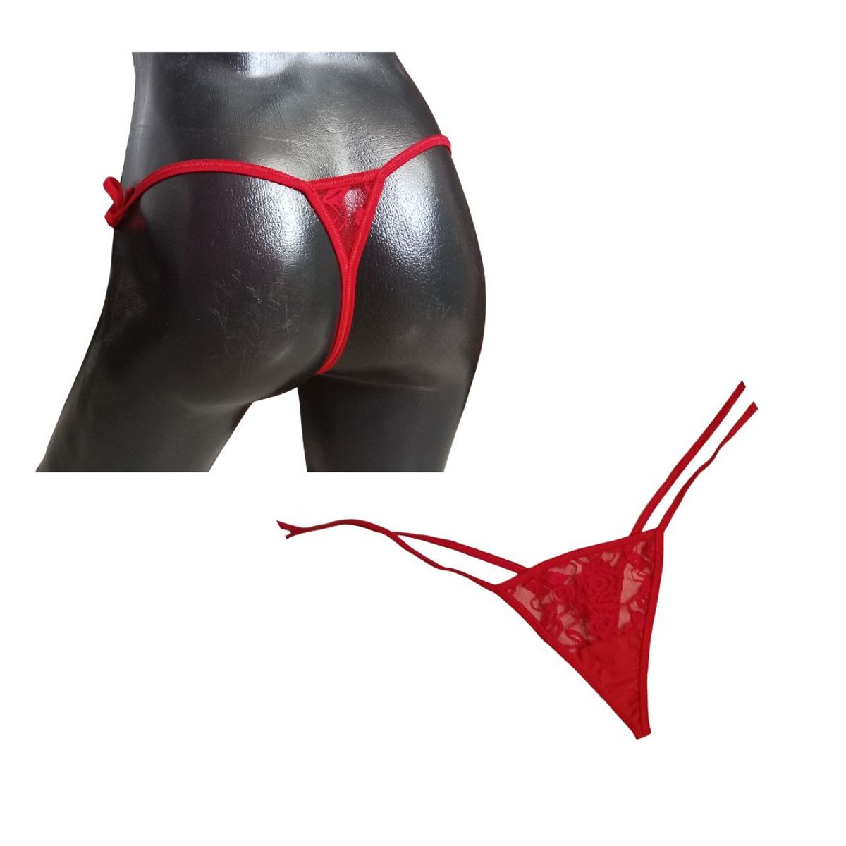 GENERICO - Tanga hilo dental encaje para mujer x 3 unidades brasilera