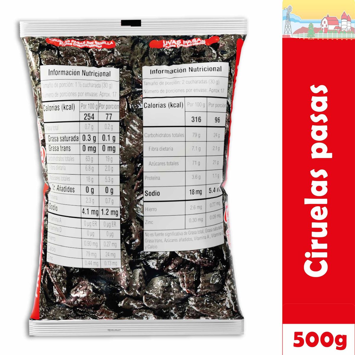 LA GRANJA PAISA - Ciruelas Pasas Deshidratadas Naturales 500g