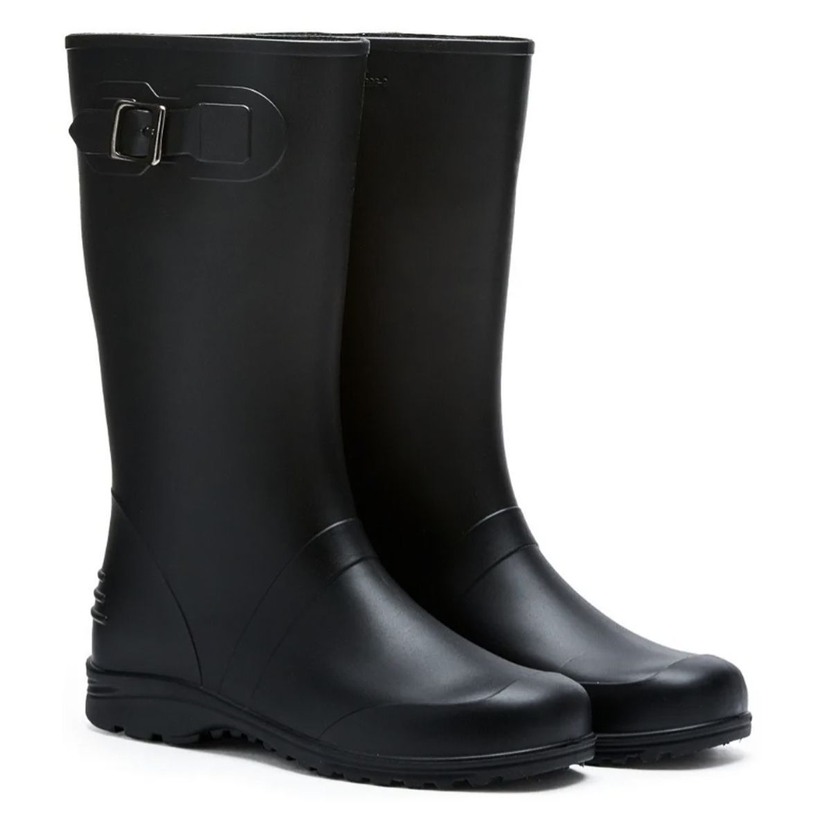 IDECAL - Botas De Lluvia Hebilla Elegantes moda para Mujer Idecal Caucho negras