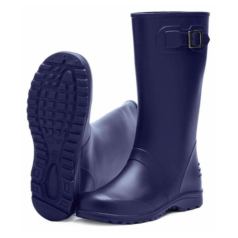 NACIONAL - Botas De Lluvia Dama Hebilla Elegantes Idecal Impermeables Caucho Azul