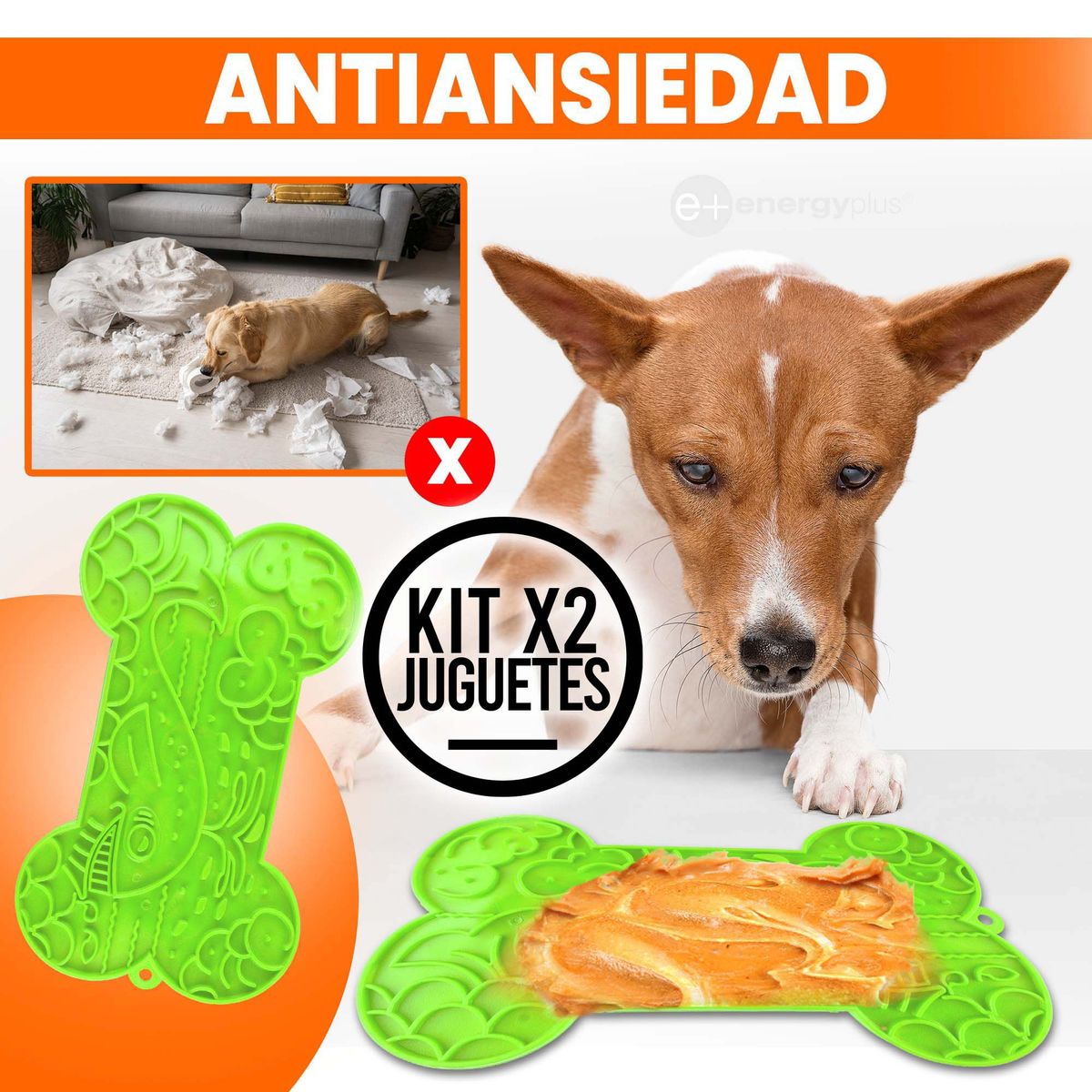 ENERGY PLUS - 2 Lamederos Perros: Atóxico Naranja Verde