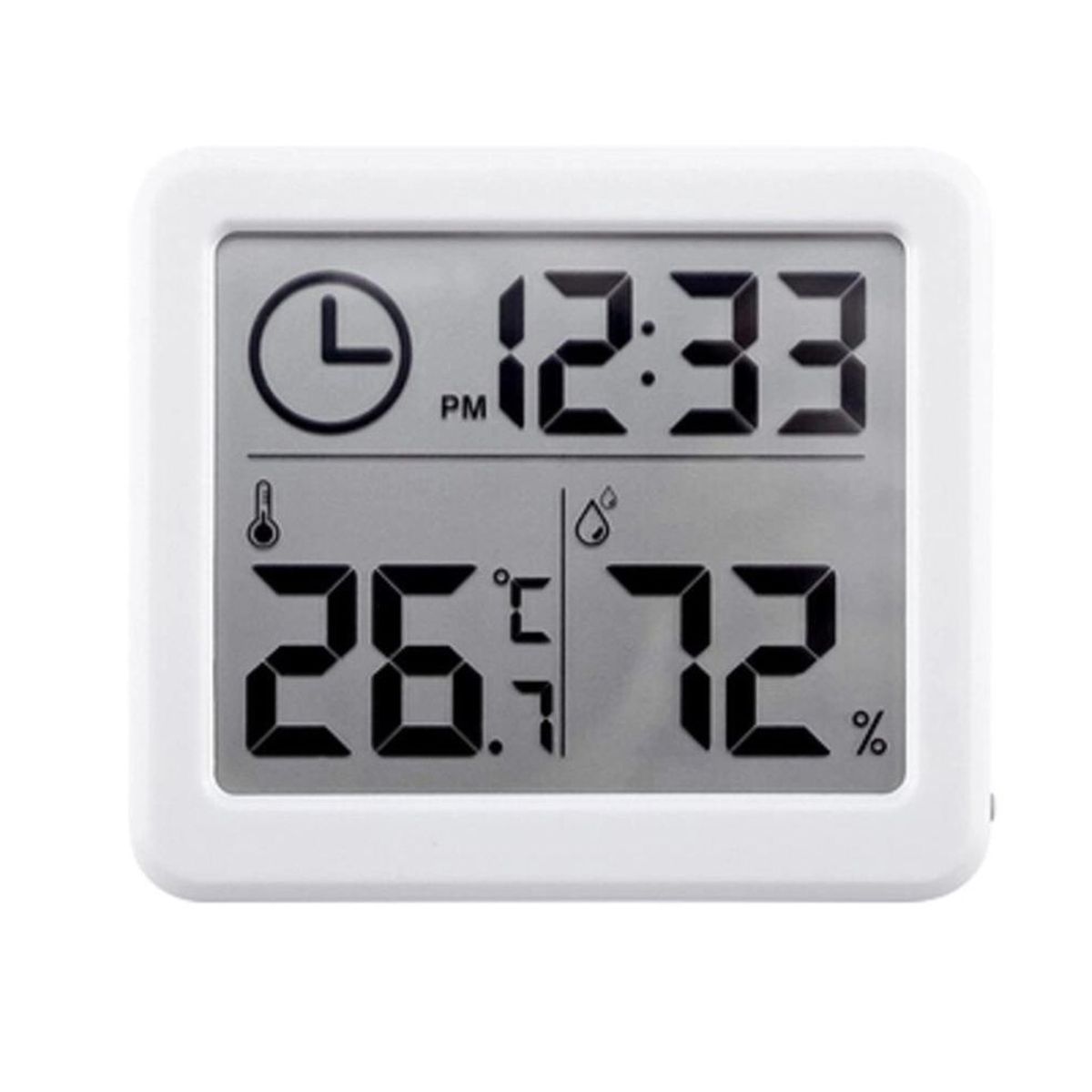 GENERICO - Termohigrometro de Escritorio PD-WDJ-01 Medidor Humedad Temperatura Reloj Display