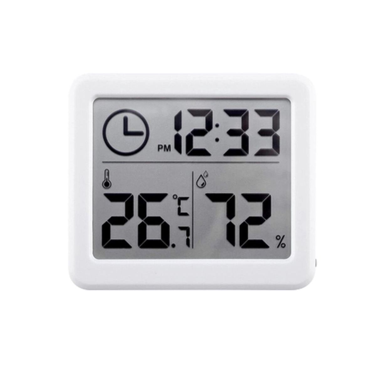 GENERICO - Termohigrometro de Escritorio PD-WDJ-01 Medidor Humedad Temperatura Reloj Display