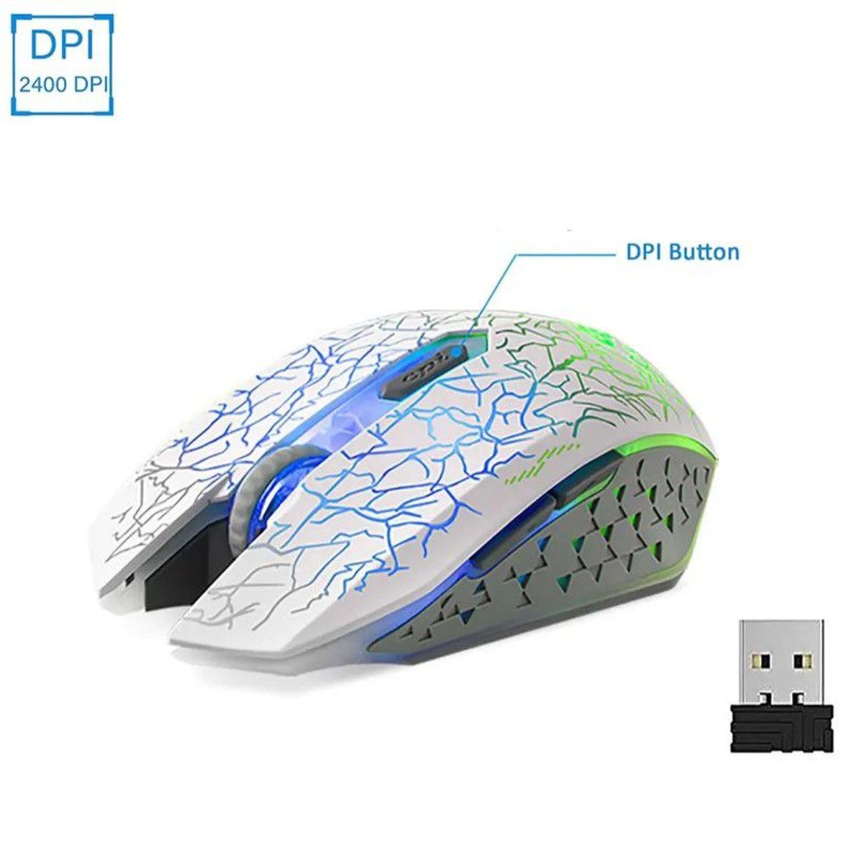 GENERICO - Mouse Gamer Óptico Inalambrico FRD-S01 BLANCO
