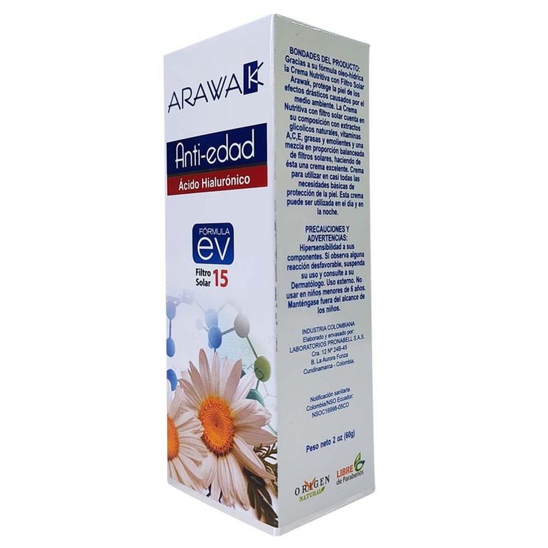 ARAWAK - Crema Facial Arawak Antiedad Filtro Solar X 60G