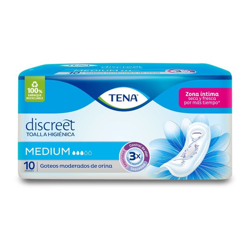 TENA - Toallas Higienicas Tena Discreet Medium X 10Und