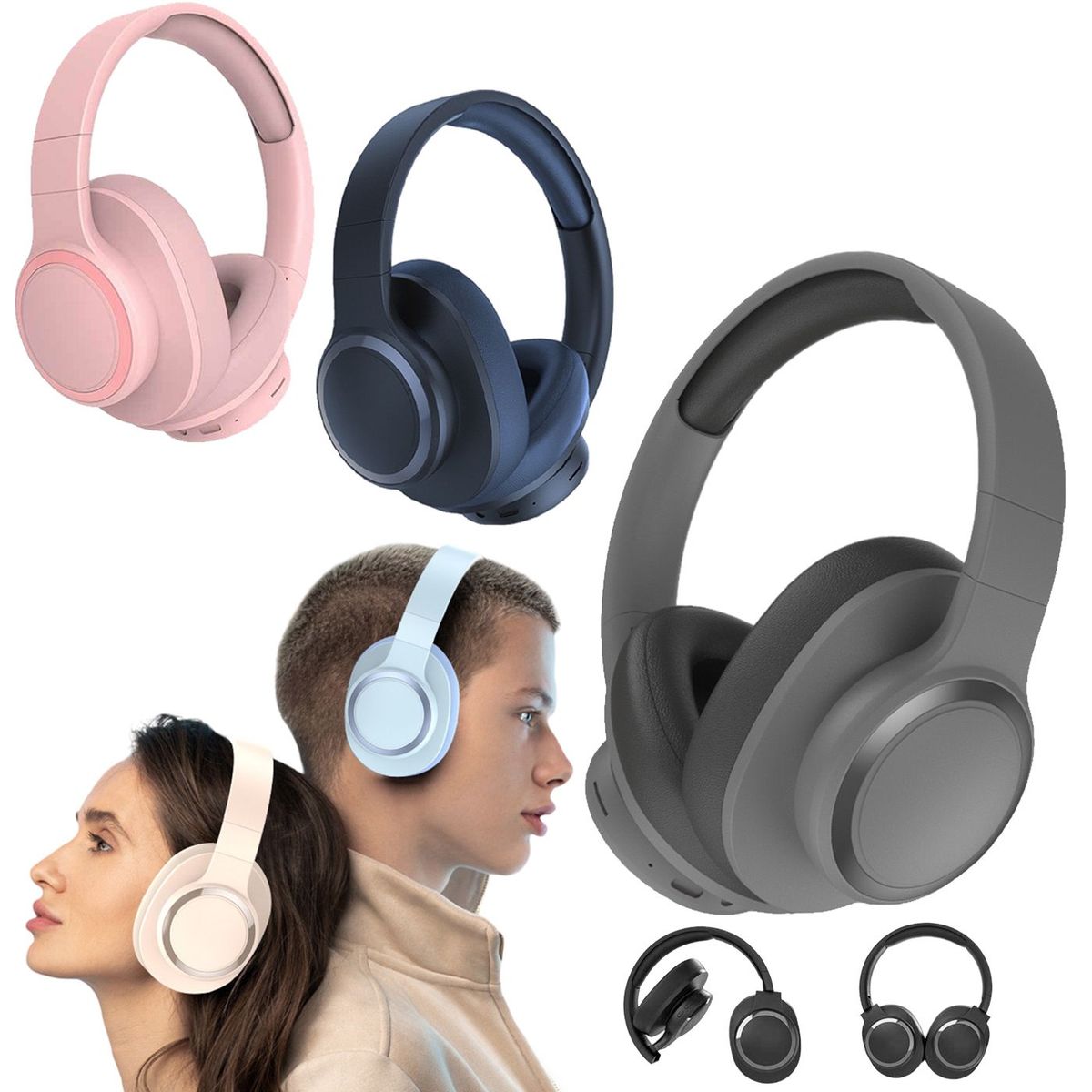MULTIPLACE COLOMBIA - Audifonos diadema alta colores mate  bluetooth Rosado