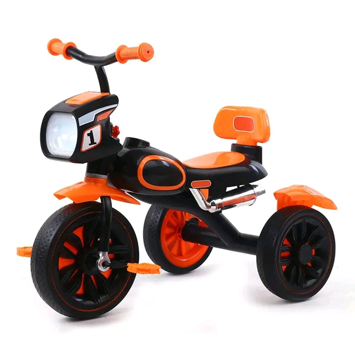 GENERICO - Triciclo Bebe Infantil Musical Paseador Moto Naranja