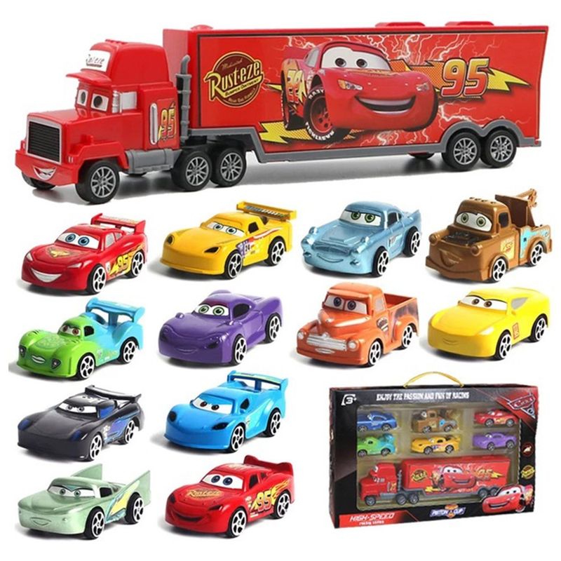 MULTIPLACE COLOMBIA - Tractomula a fricción de escala cars 1:24 con 6 vehículos-