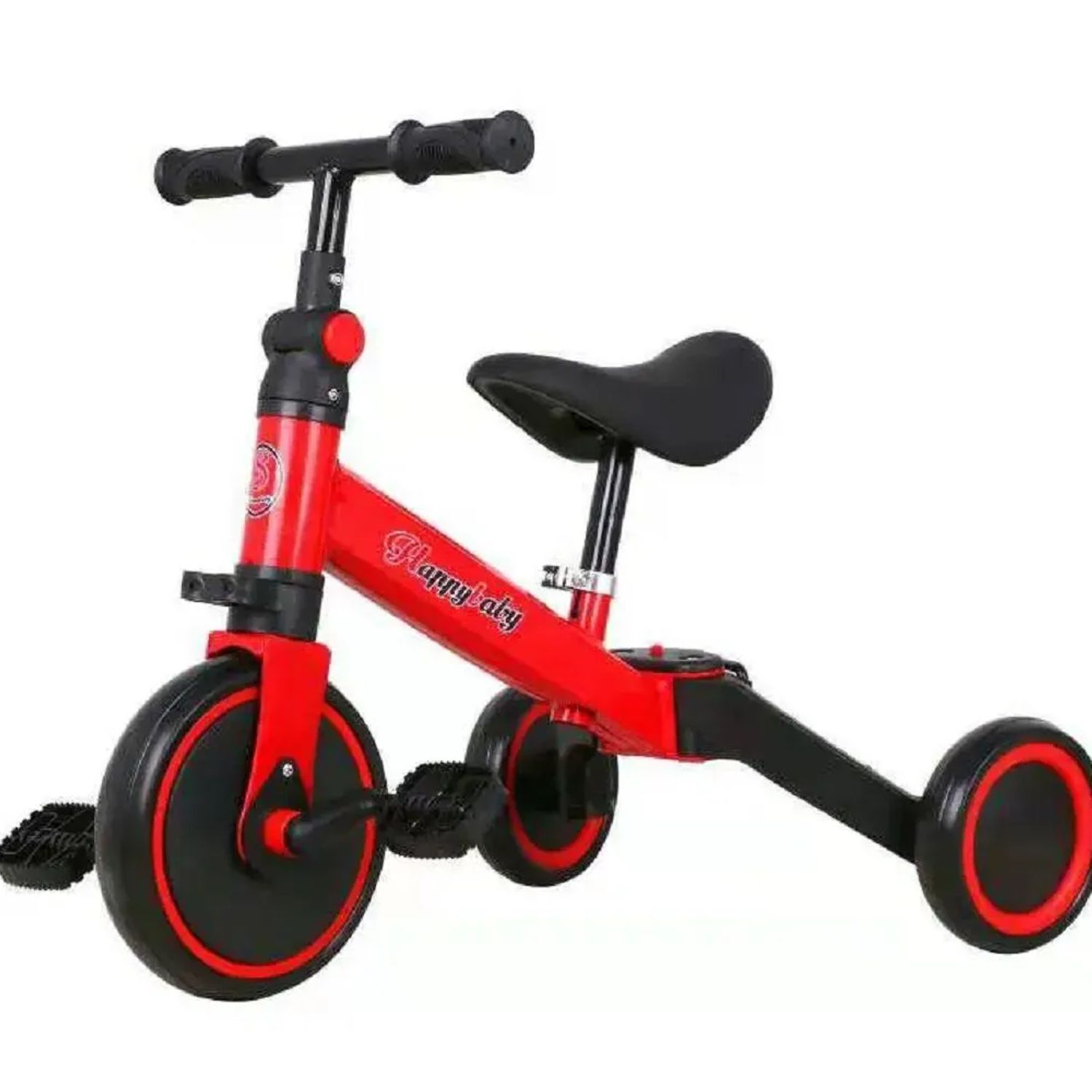 Tricycle évolutif MS Volta 5-en-1 – De 1 à 5 Ans, Avec Ou Sans Pédales, Selle Réglable, Harnais, Cadre Acier, Pneus Mousse