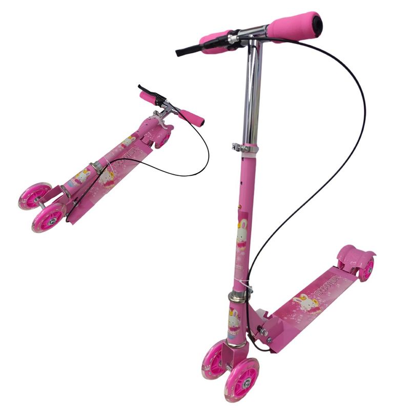 GENERICO - Patineta Scooter En Aluminio Con Freno 4 Ruedas Luces Led